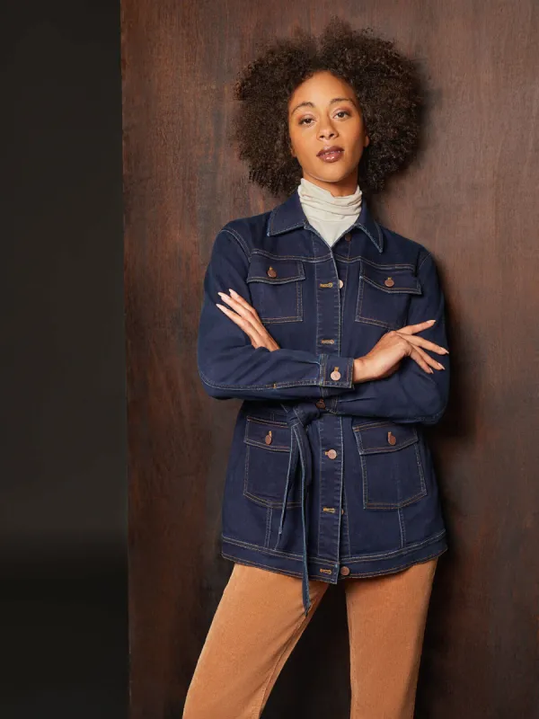 Long Tie-Waist Denim Jacket made by Jones New York