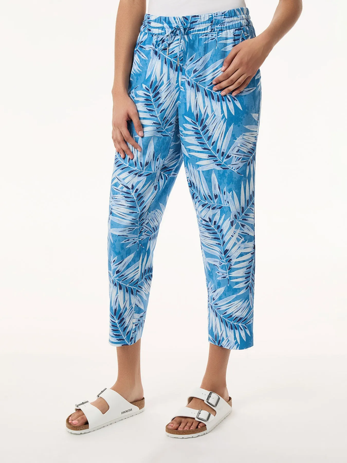 Pull On Drawstring Cropped Trouser, Printed Linen Blend sold by Jones New York product image thumbnail 2