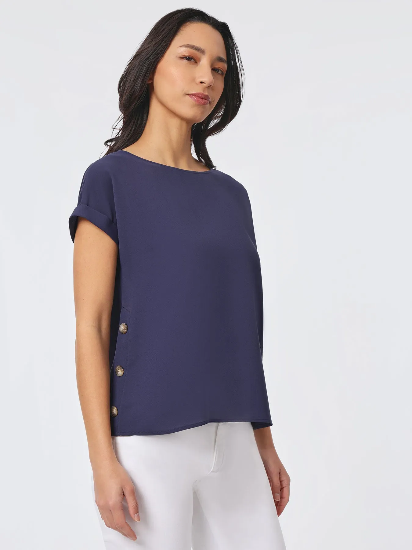 Jasper Crepe Button Detail Blouse sold by Jones New York product image thumbnail 2