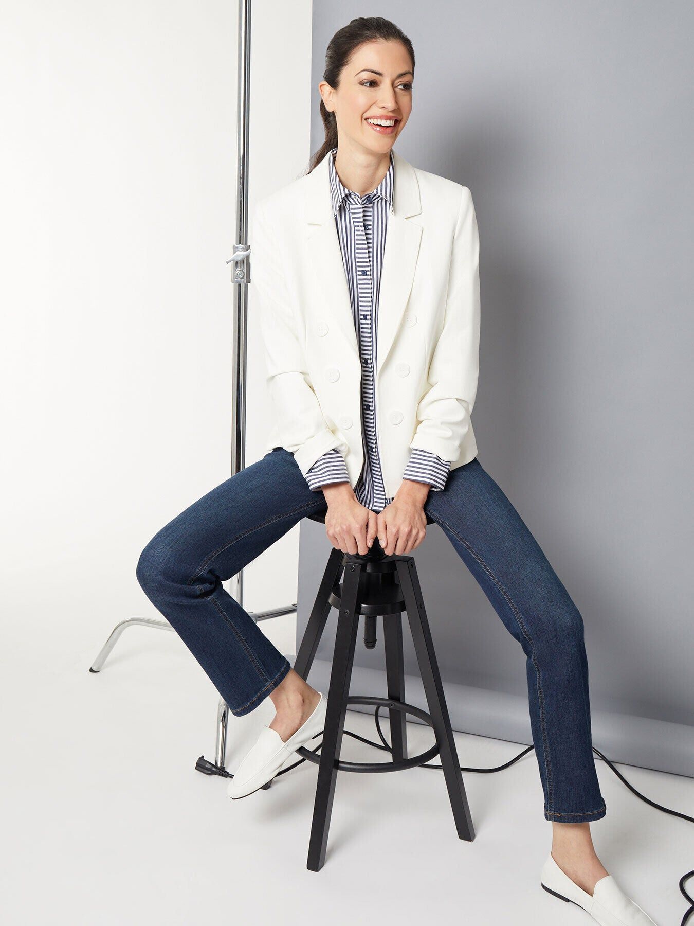 Modern Compression Faux Double Breasted Blazer sold by Jones New York product image thumbnail 3