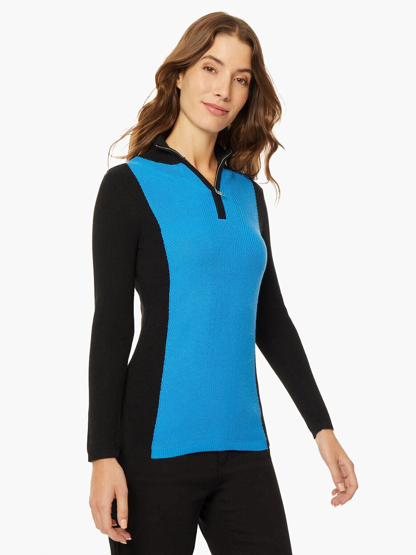 Two-Tone Quarter-Zip Ribbed Sweater sold by Jones New York product image thumbnail 2