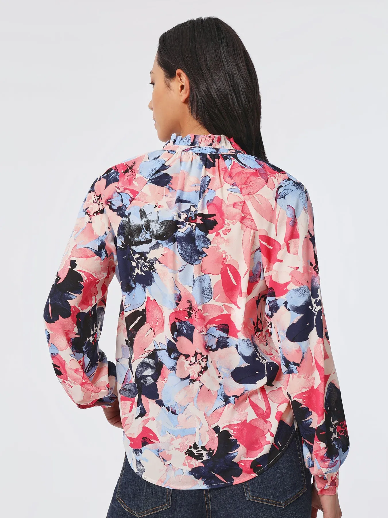 Plus Size Ruffle Neck Puff Sleeve Peasant Blouse sold by Jones New York product image thumbnail 5