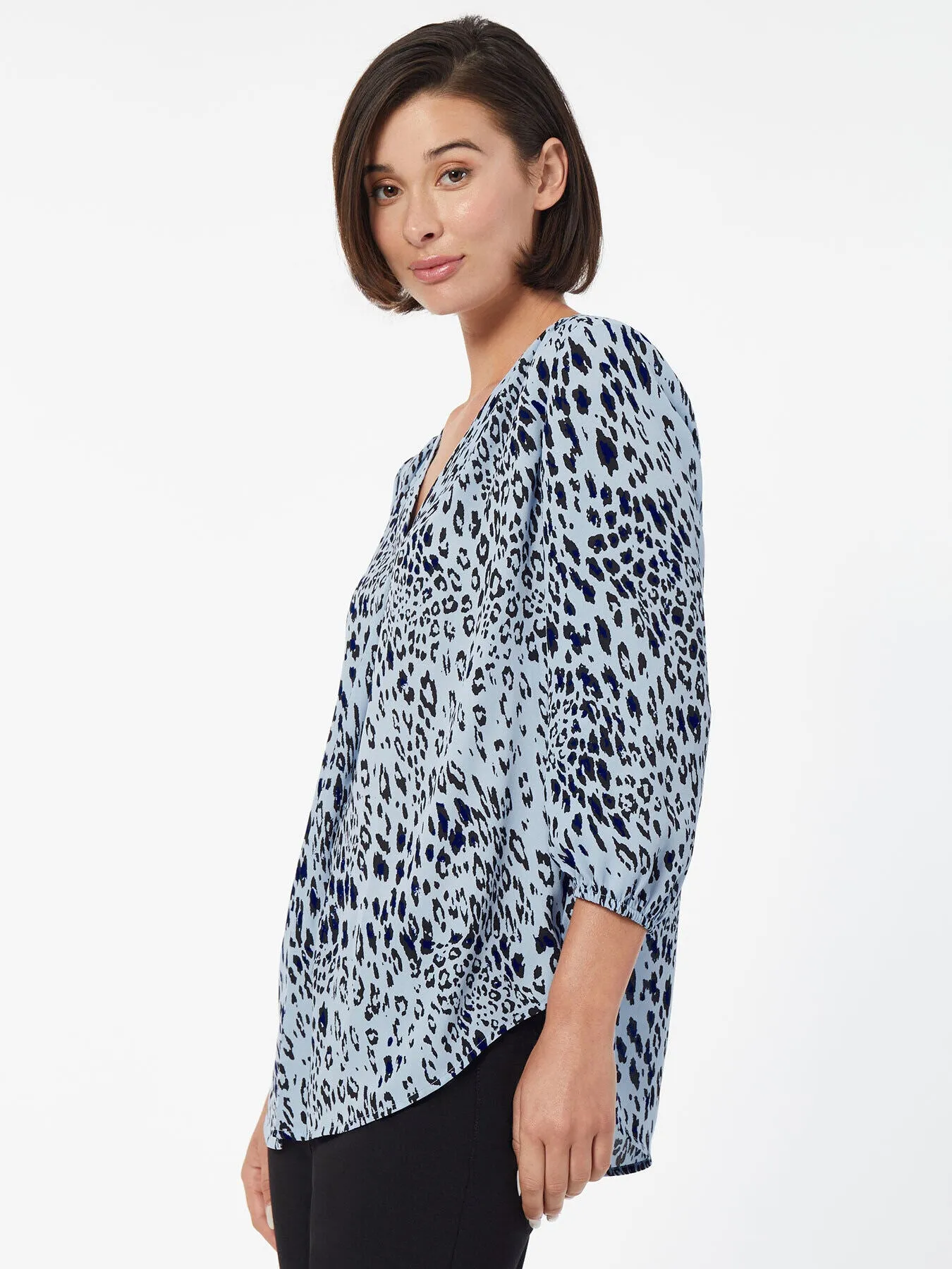 Printed V-Neck Pleated Kelly Blouse sold by Jones New York product image thumbnail 2