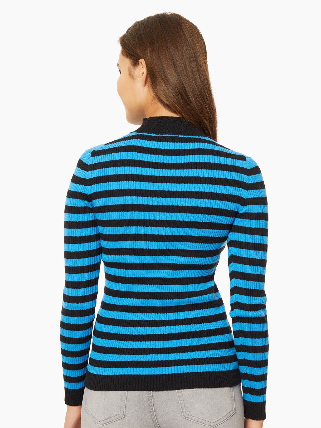 Striped Mock Neck Ribbed Knit Sweater sold by Jones New York product image thumbnail 3