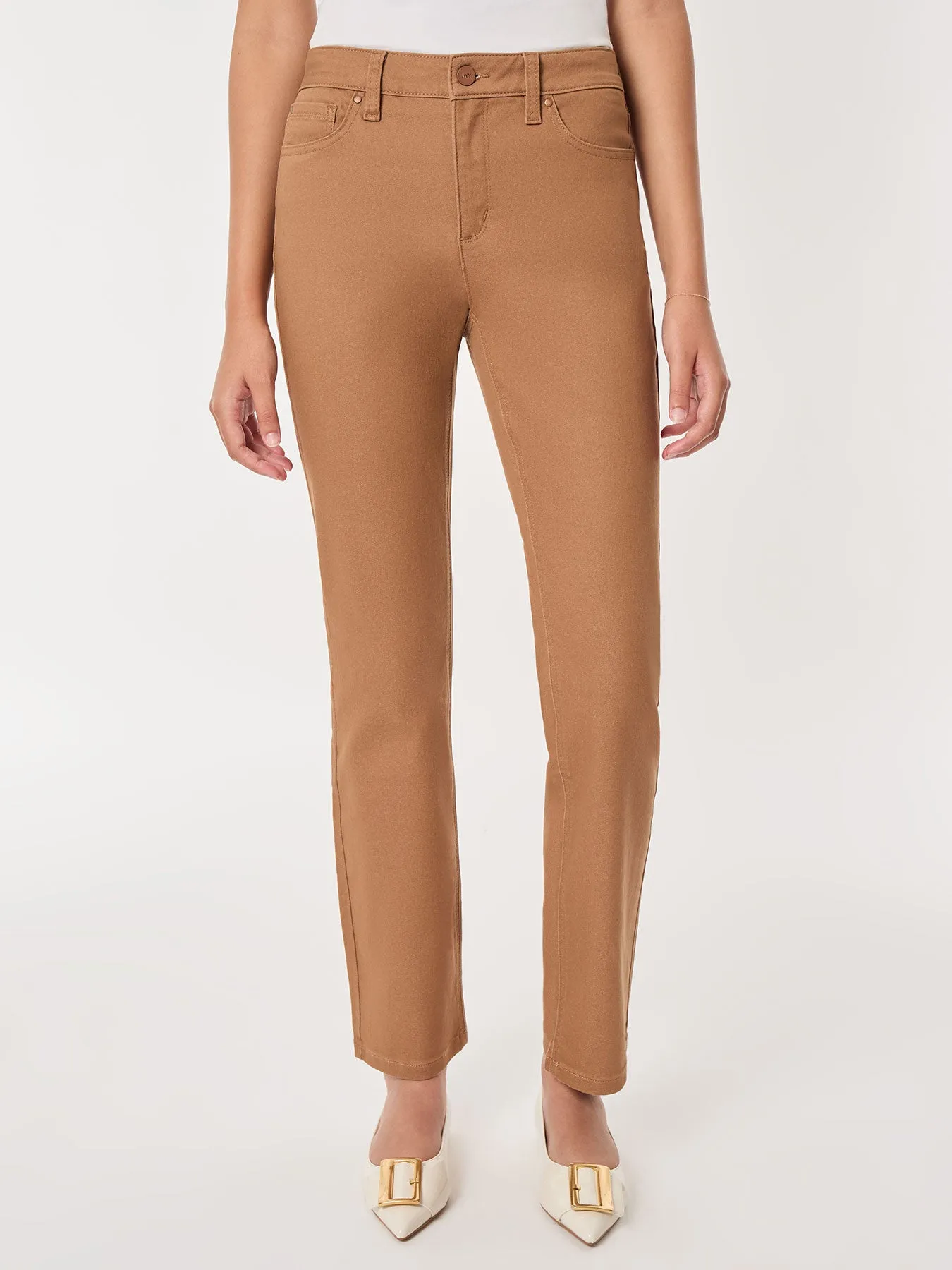 Petite Lexington Straight Leg Jeans, Caramel sold by Jones New York