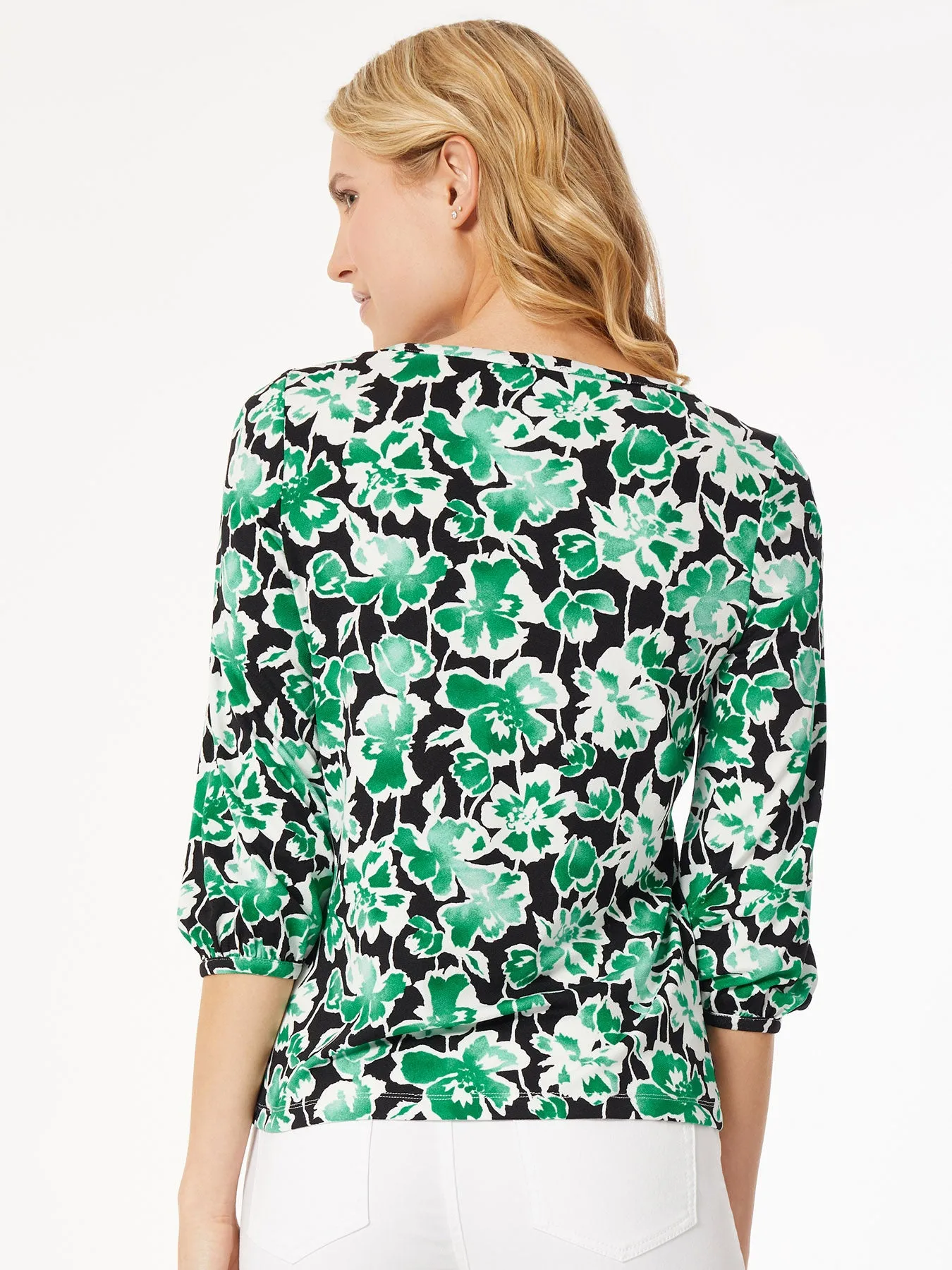 Puff Sleeve Printed Moss Crepe Top sold by Jones New York product image thumbnail 3