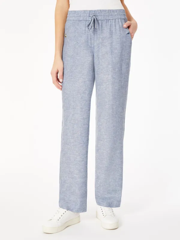 Pull On Drawstring Trouser, Solid Linen Viscose sold by Jones New York