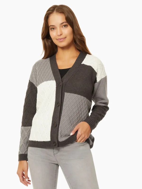 Patchwork Knit Button-Front Cardigan sold by Jones New York