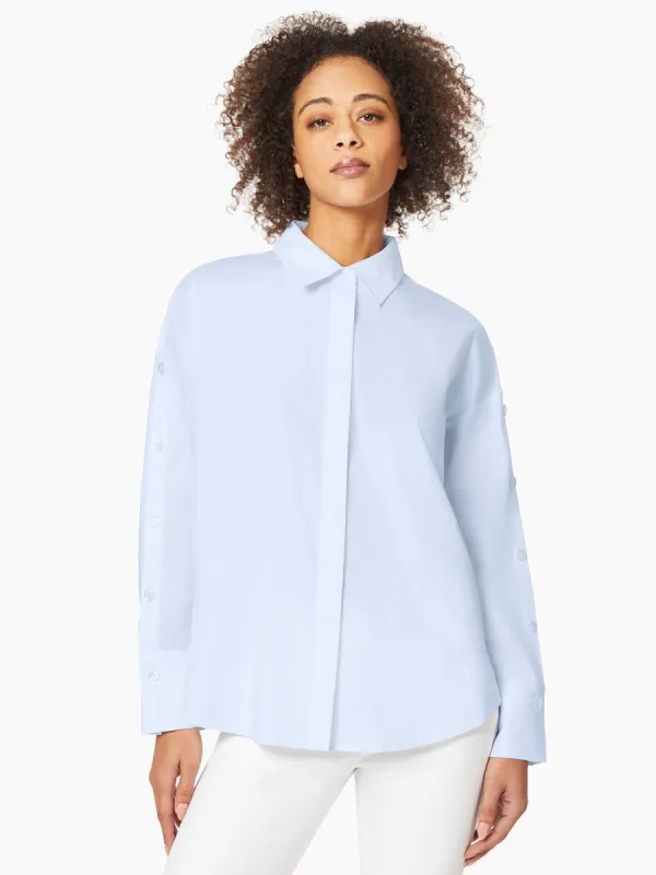 Button Sleeve Drop Shoulder Cotton Poplin Shirt sold by Jones New York