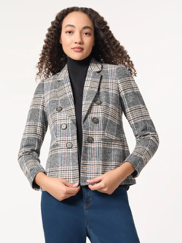 Classic Plaid Double-Breasted Jacket sold by Jones New York
