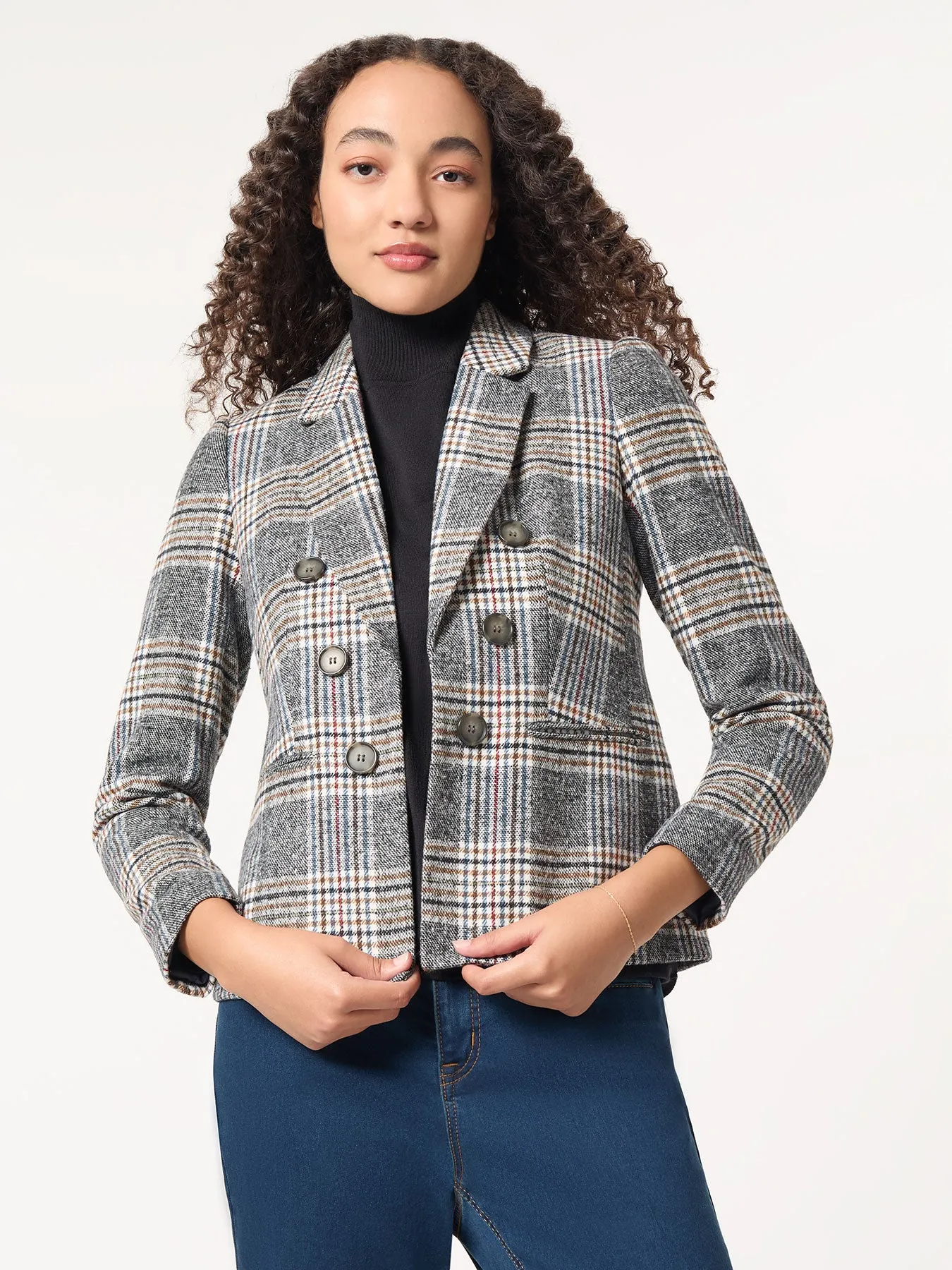 Classic Plaid Double-Breasted Jacket sold by Jones New York
