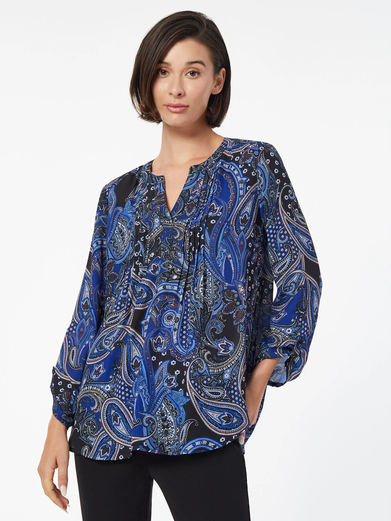Paisley Roll-Tab Pintuck Blouse sold by Jones New York
