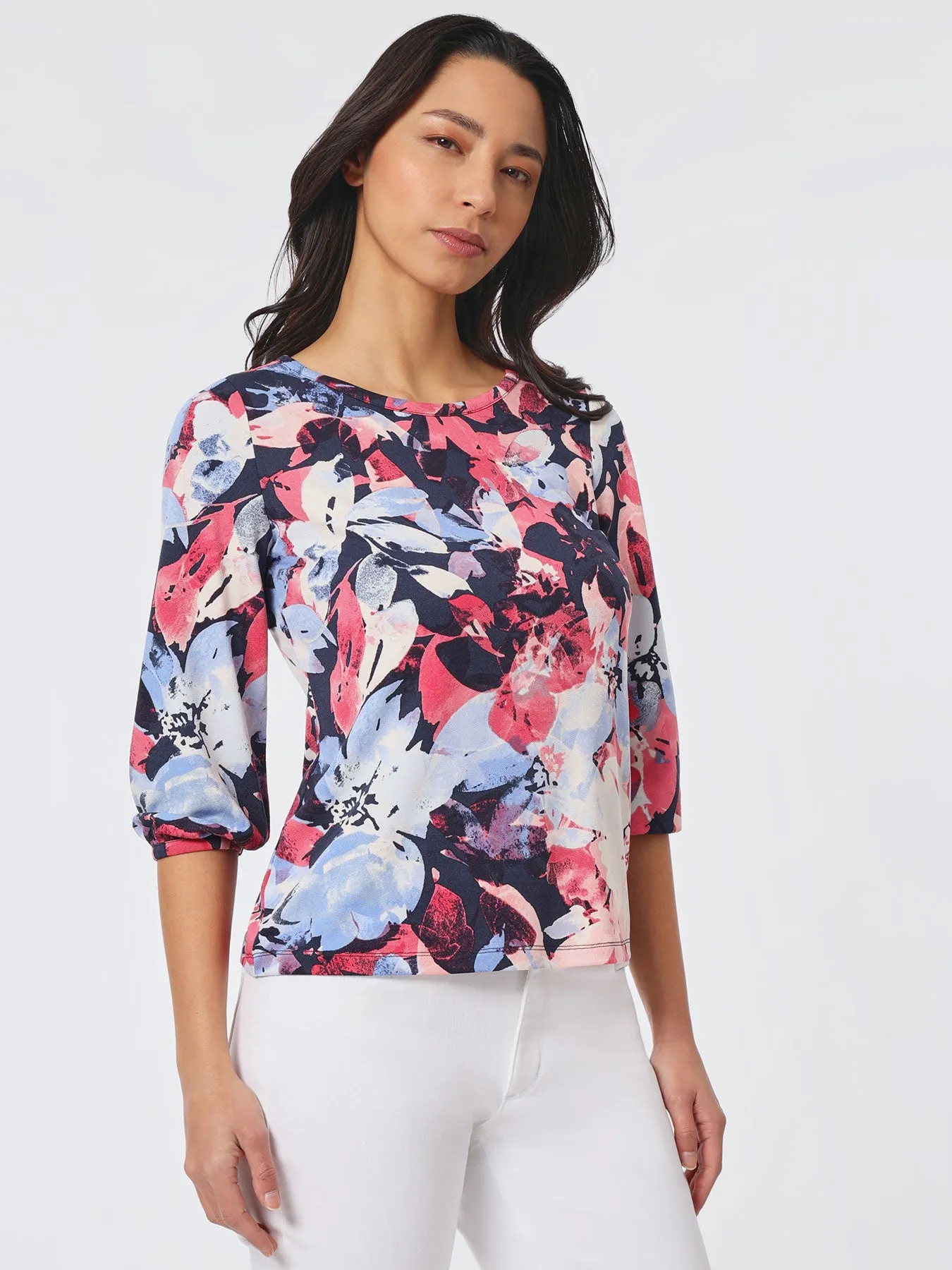 Printed Moss Crepe Puff Sleeve Top sold by Jones New York product image thumbnail 2