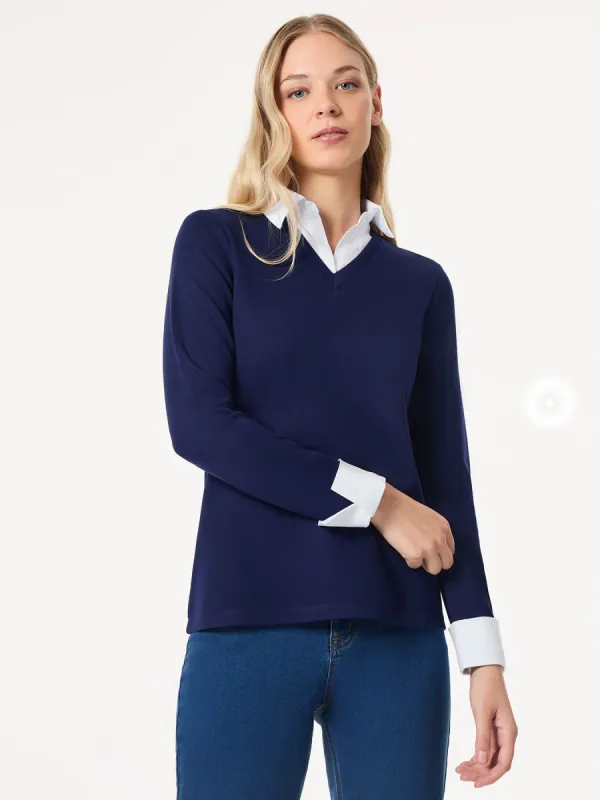 Collared Twofer Layered-Look Top sold by Jones New York