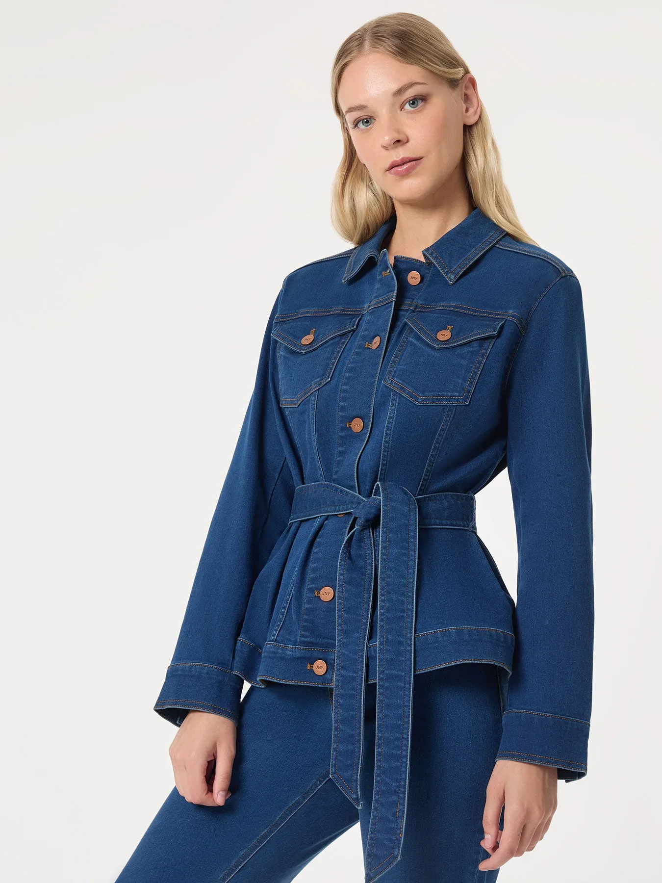 Denim Belted Button-Front Jacket, Phoenix Wash sold by Jones New York product image thumbnail 3