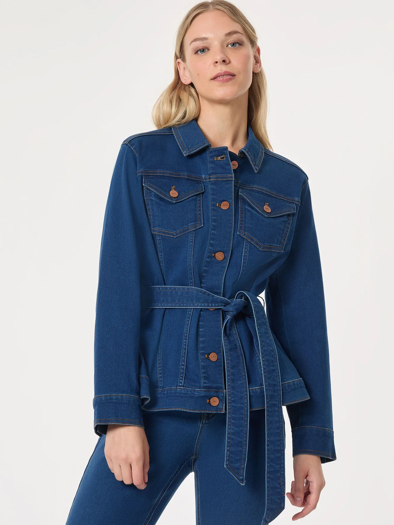Denim Belted Button-Front Jacket, Phoenix Wash sold by Jones New York