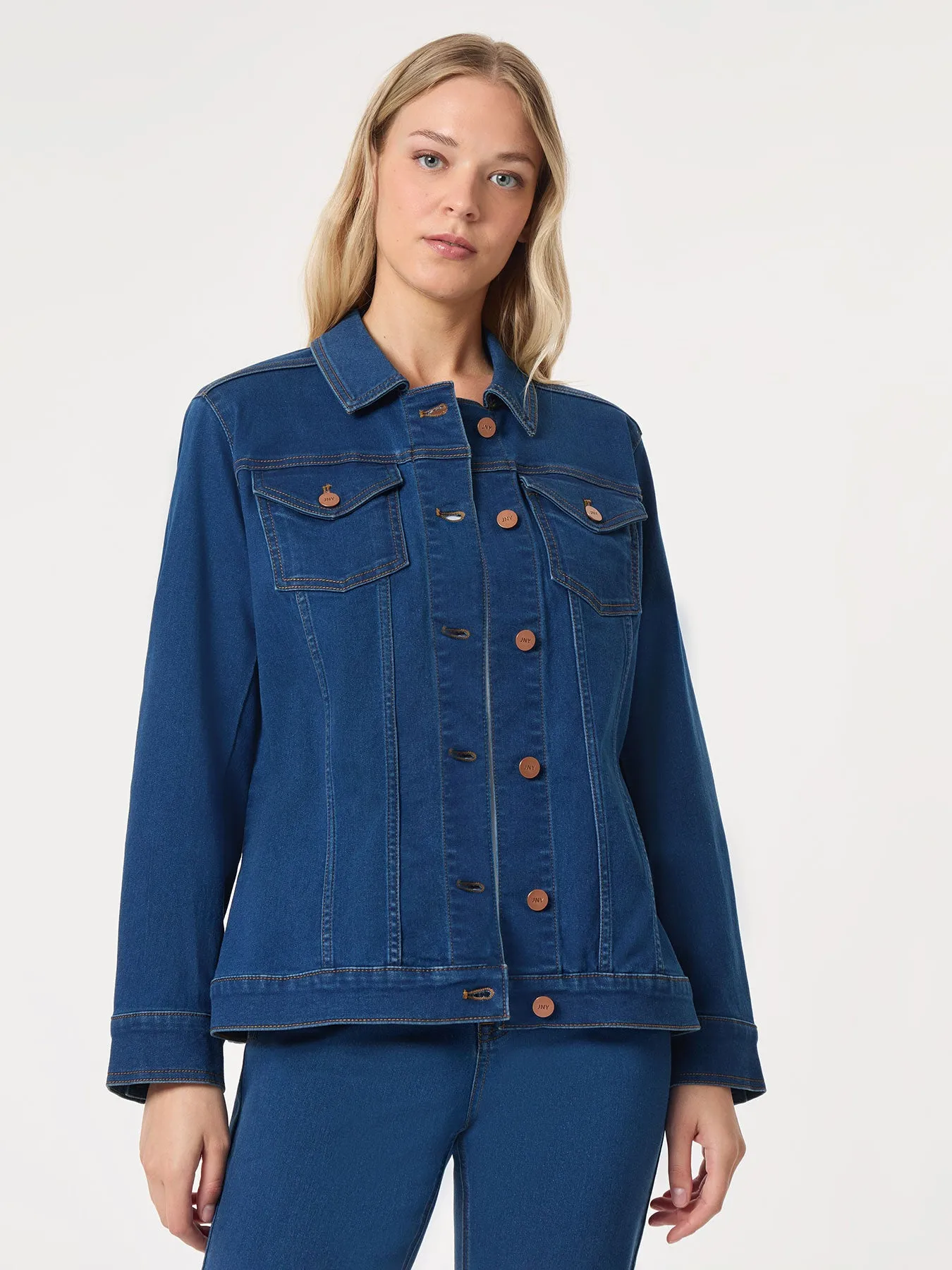 Denim Belted Button-Front Jacket, Phoenix Wash sold by Jones New York product image thumbnail 2