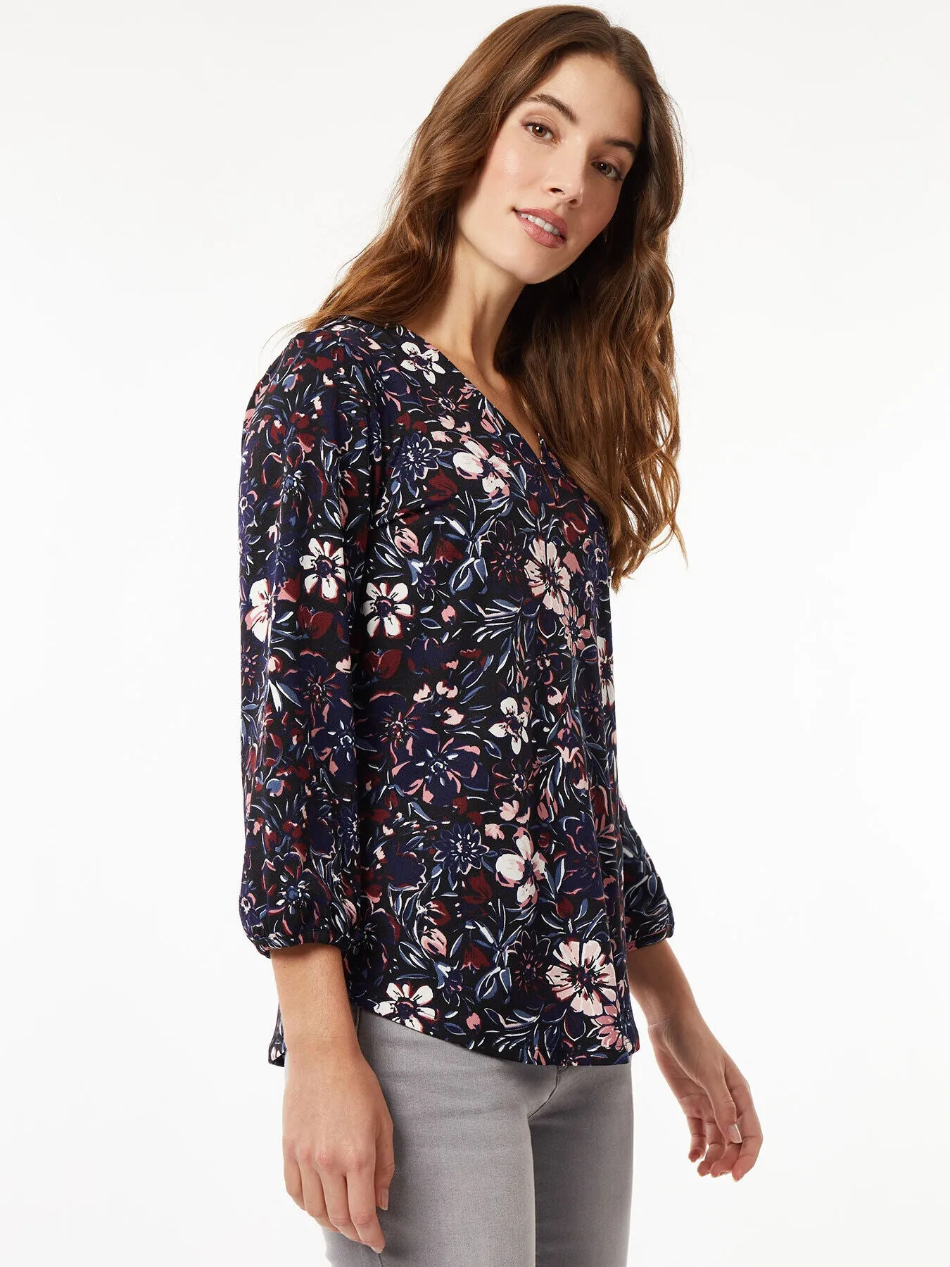 Puff Sleeve Keyhole Neckline Moss Crepe Blouse sold by Jones New York product image thumbnail 2