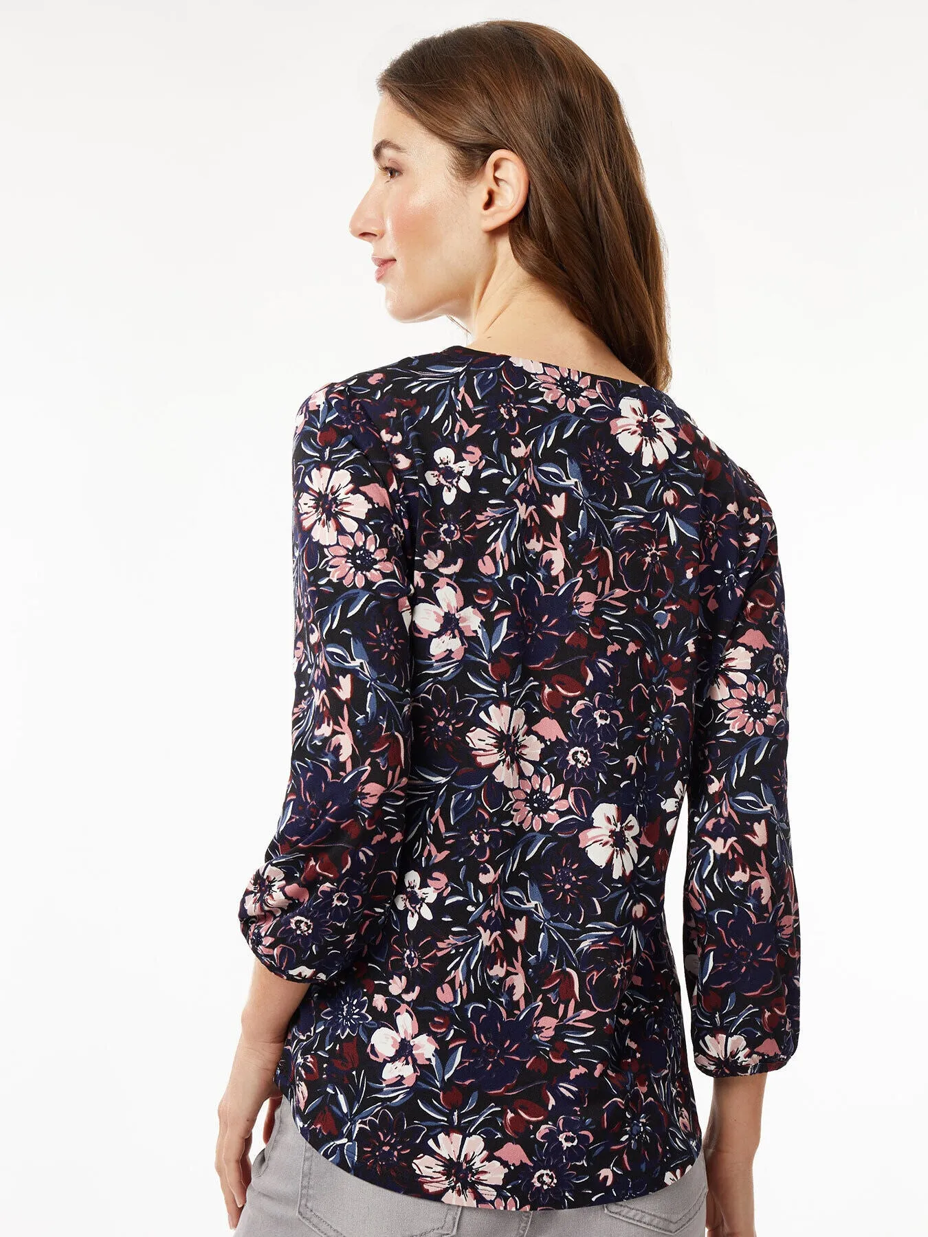 Puff Sleeve Keyhole Neckline Moss Crepe Blouse sold by Jones New York product image thumbnail 3