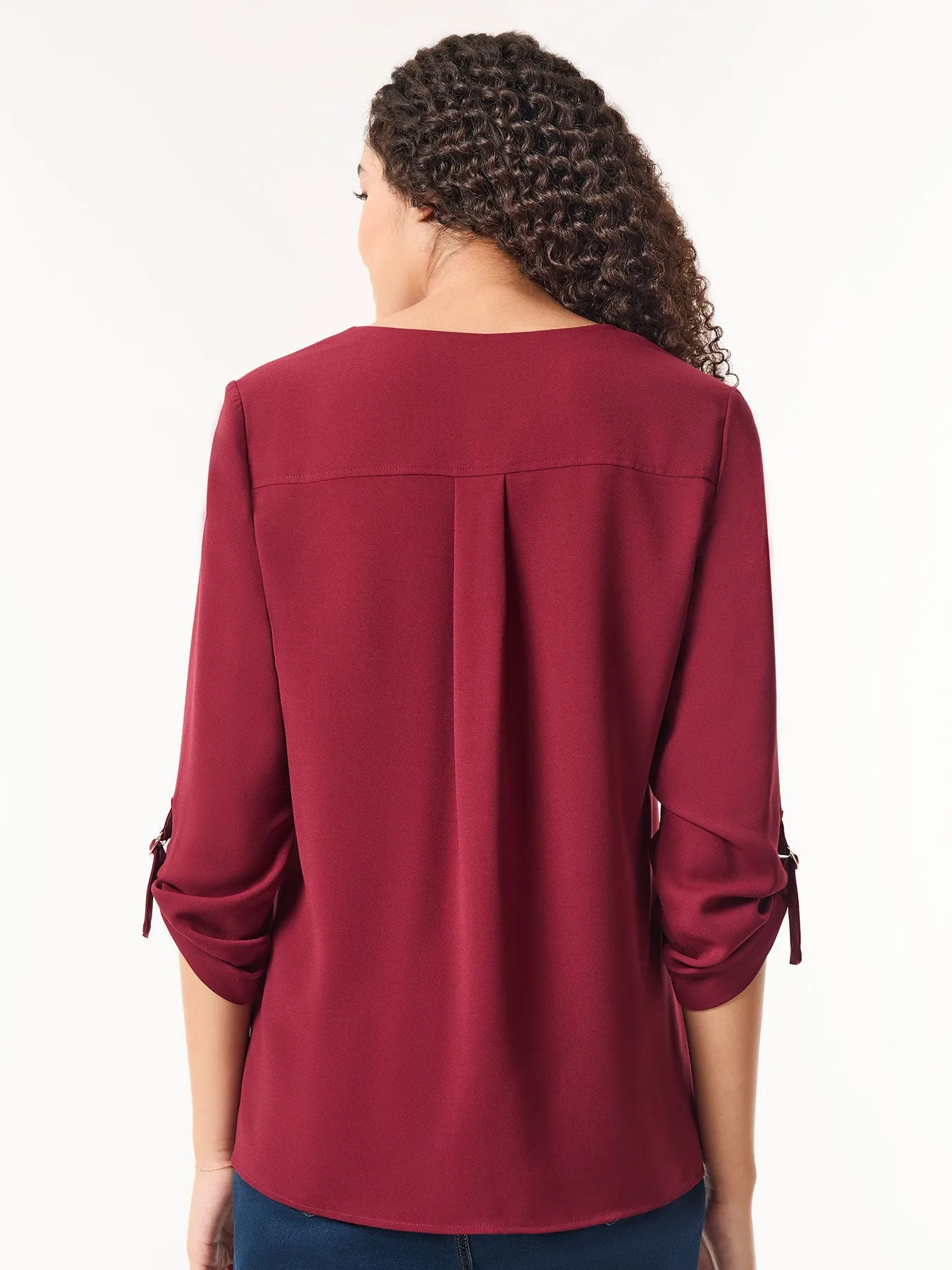 Button-Front Collarless Tunic, Crepe De Chine sold by Jones New York product image thumbnail 3