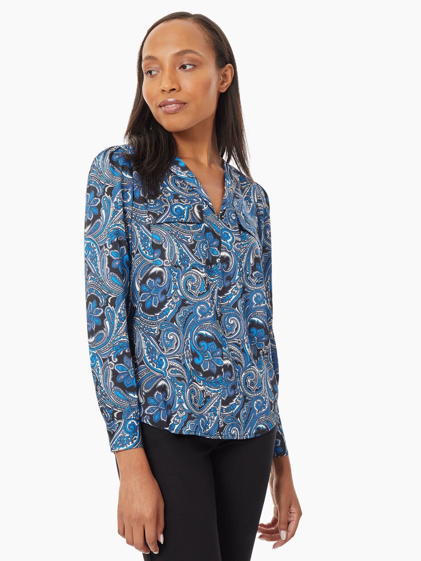 Paisley Satin Twill Utility Blouse sold by Jones New York product image thumbnail 2