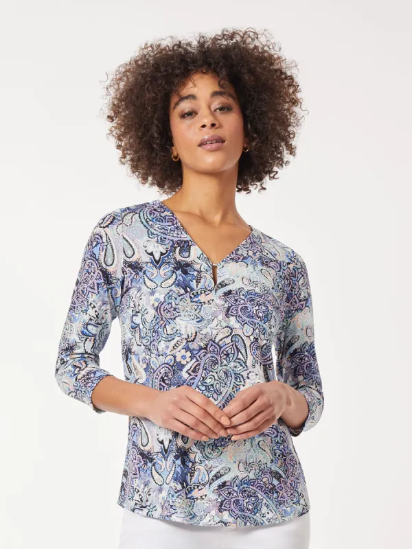 Keyhole Neckline Moss Crepe Top sold by Jones New York