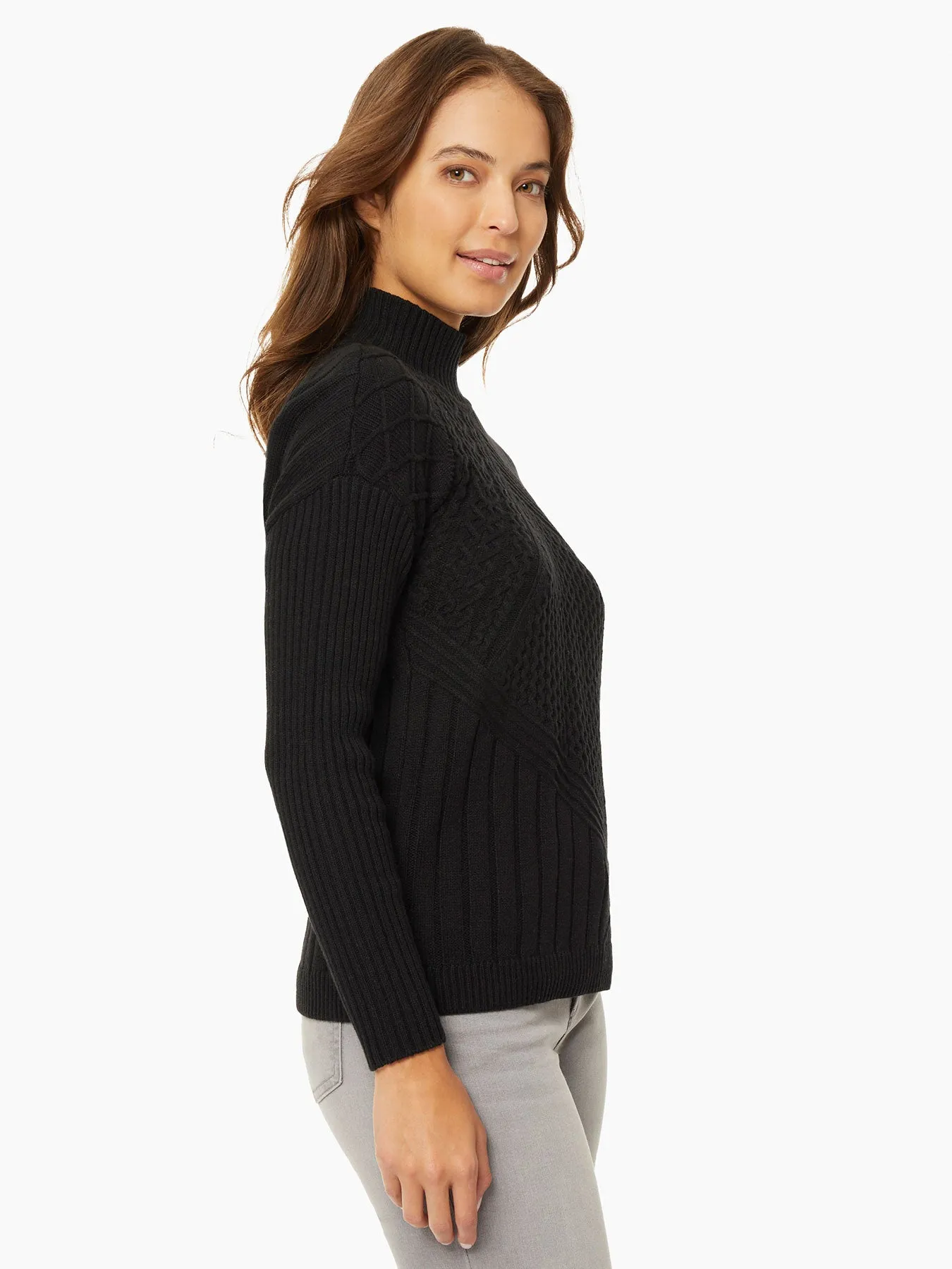 Reverse Jersey Multi-Stitch Mock Neck Sweater sold by Jones New York product image thumbnail 2