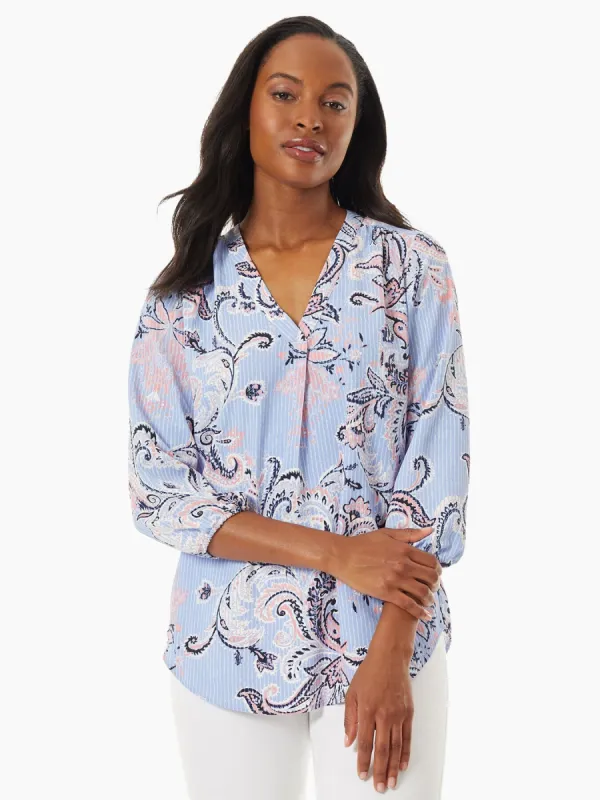 Crepe de Chine V-Neck Kelly Blouse sold by Jones New York