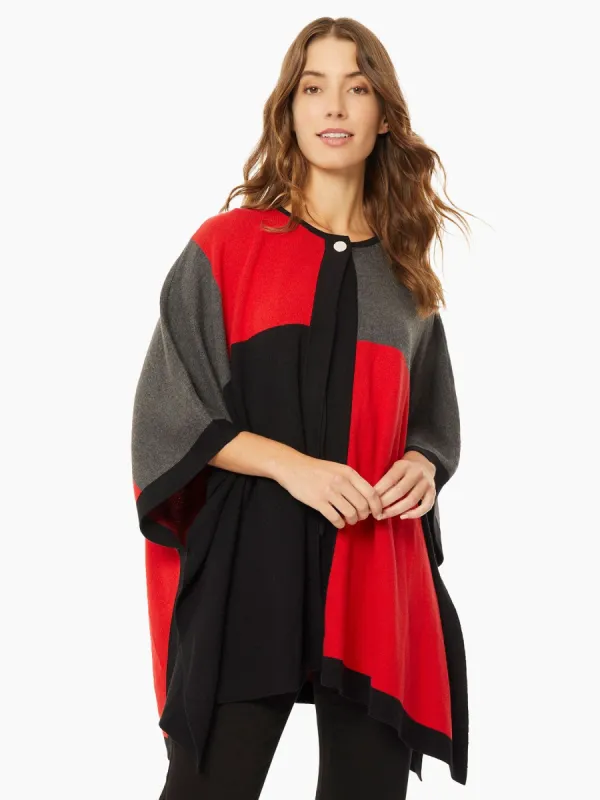 Colorblock Knit Cape made by Jones New York