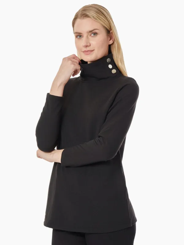 Button Detail Fleece Turtleneck Tunic sold by Jones New York