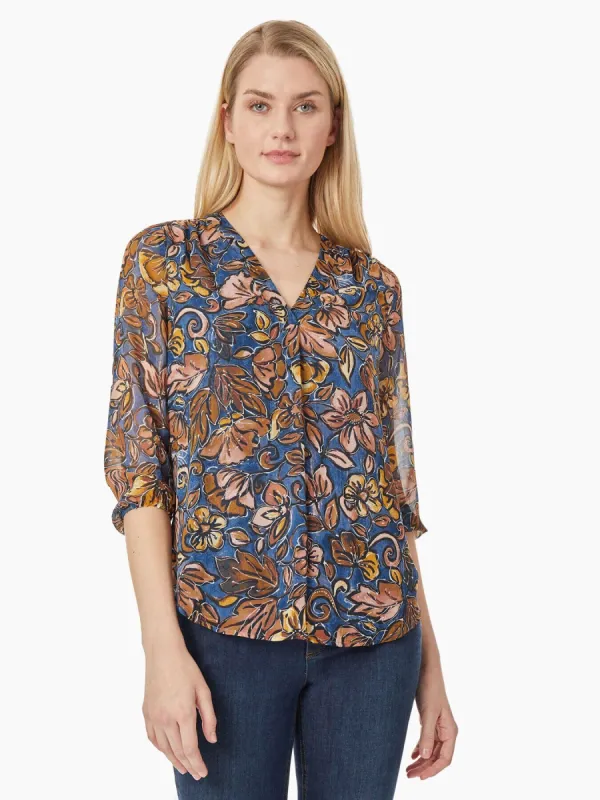 V-Neck Pleated Front Tunic sold by Jones New York