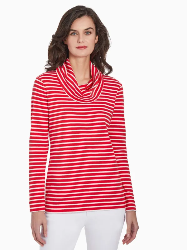 Striped Cowl Neck Knit Top sold by Jones New York