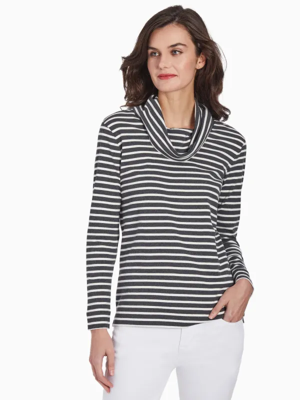 Striped Cowl Neck Knit Top sold by Jones New York
