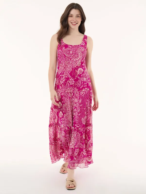Petite Paisley Multi-Tiered Dress, Chiffon made by Jones New York
