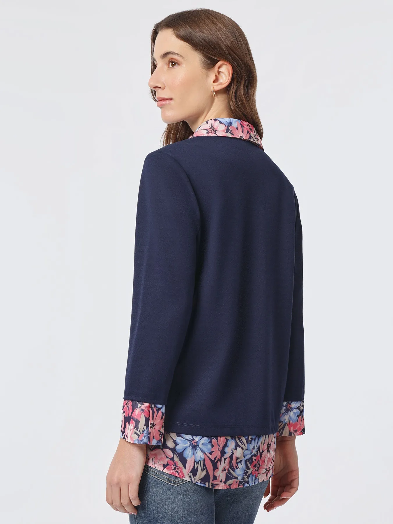 Printed V-Neck Knit Combo Top sold by Jones New York product image thumbnail 3