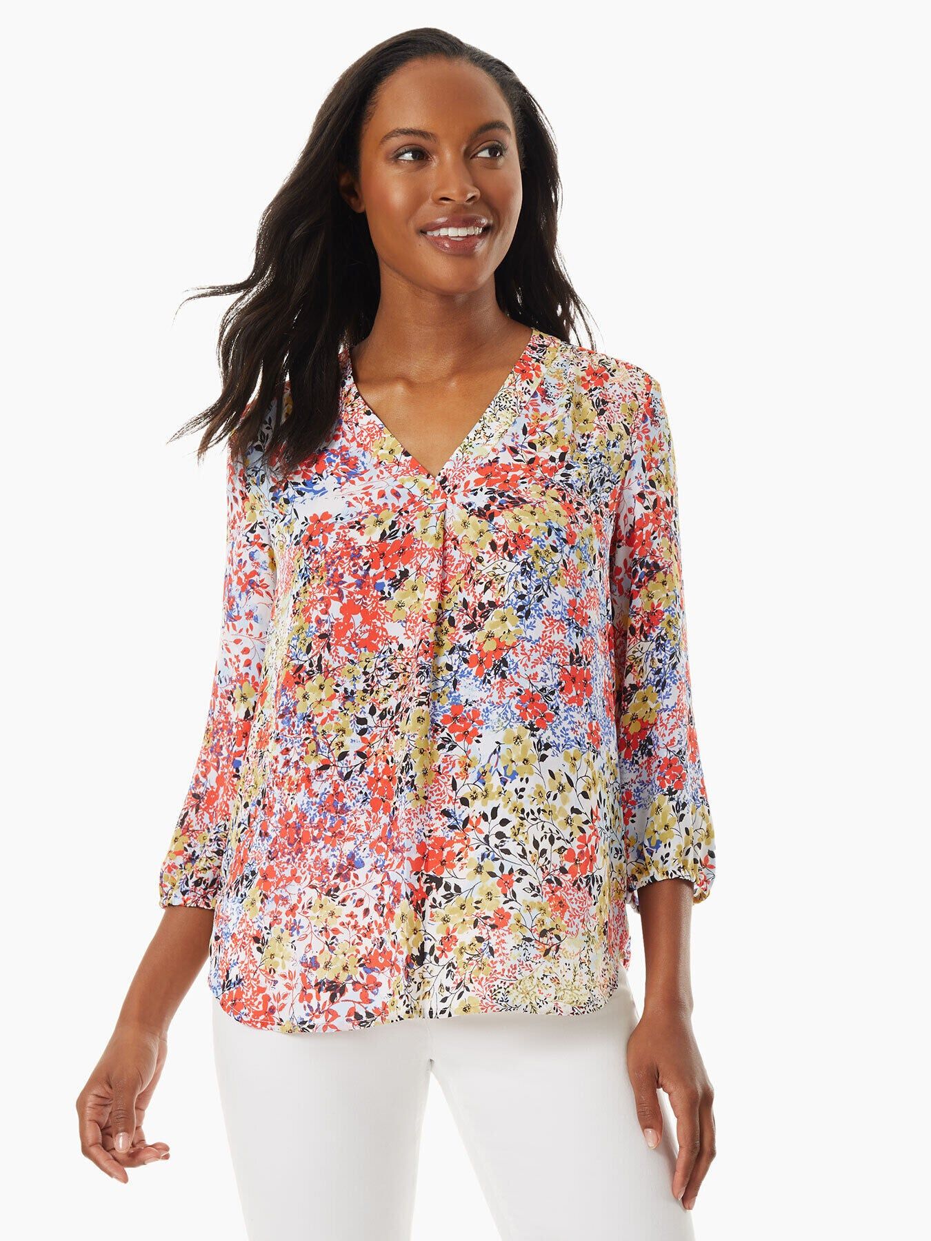 V-Neck Pleated Front Tunic sold by Jones New York