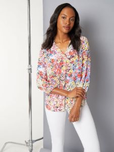 V-Neck Pleated Front Tunic sold by Jones New York