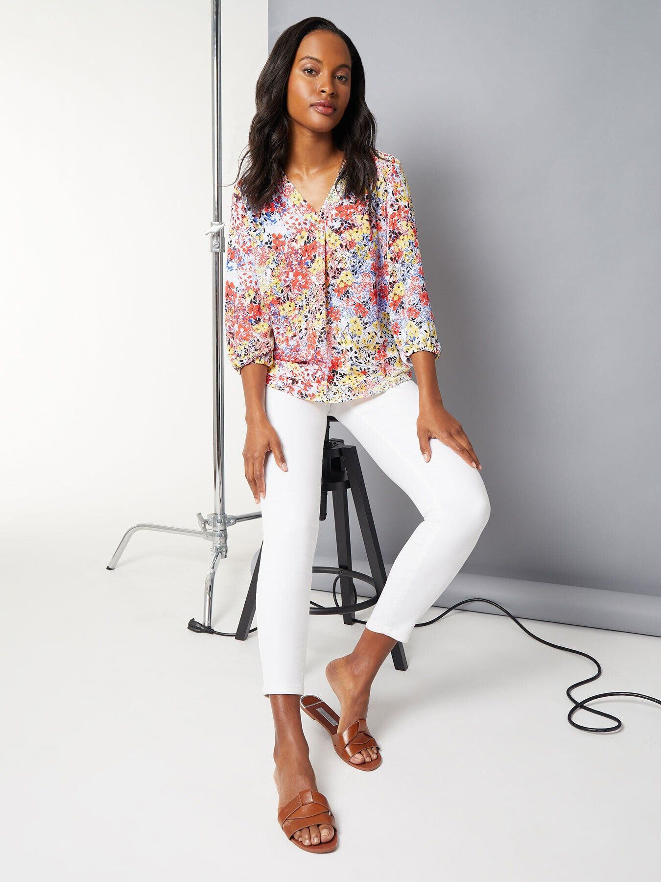 V-Neck Pleated Front Tunic sold by Jones New York product image thumbnail 4