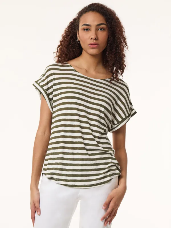 Drop Shoulder Jewel Neck Top, Striped Knit sold by Jones New York