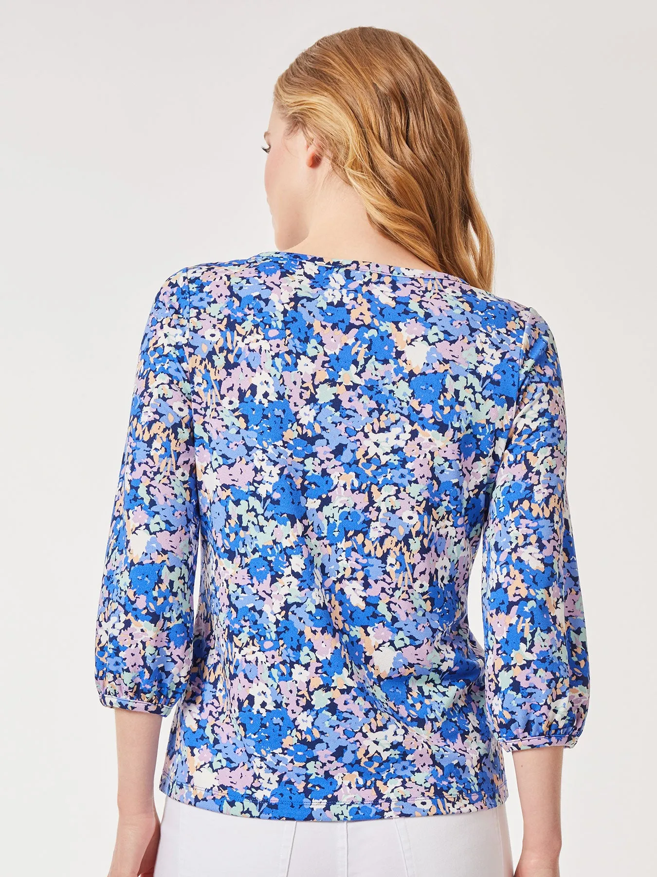 Printed Moss Crepe Puff Sleeve Top sold by Jones New York product image thumbnail 3