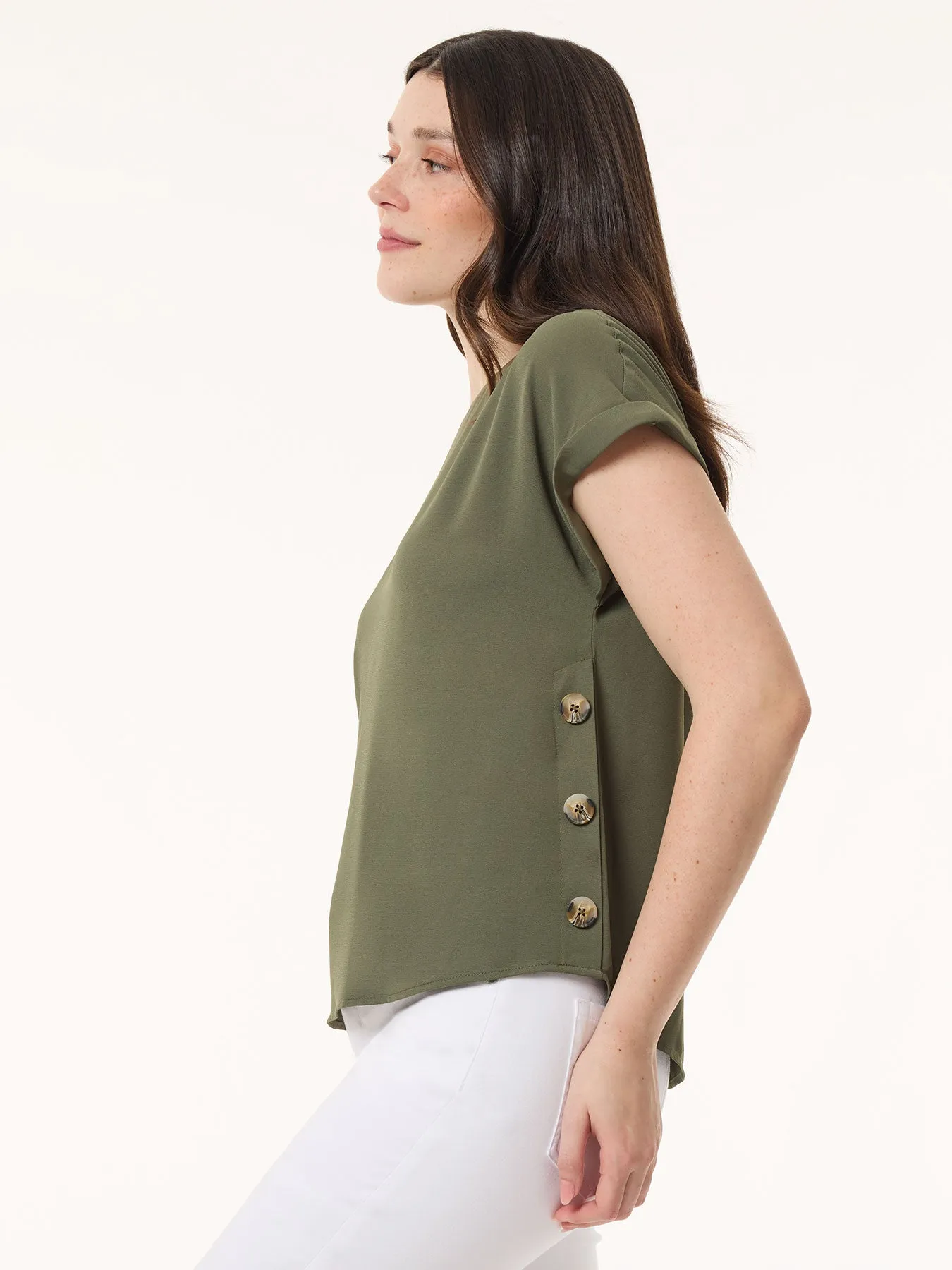 Button Detail Blouse, Jasper Crepe sold by Jones New York product image thumbnail 2