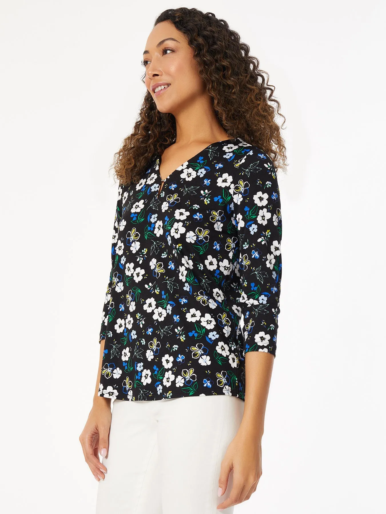 Printed Keyhole Neckline Knit Top sold by Jones New York product image thumbnail 2