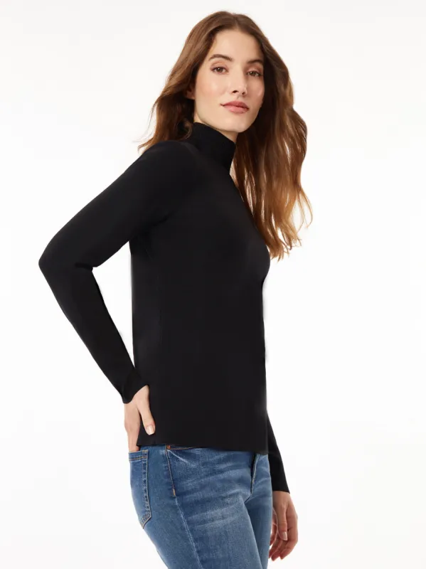 Long Sleeve Mock Neck Knit Sweater made by Jones New York