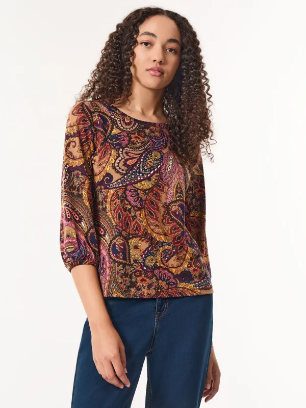 Printed Puff Sleeve Top, Moss Crepe sold by Jones New York