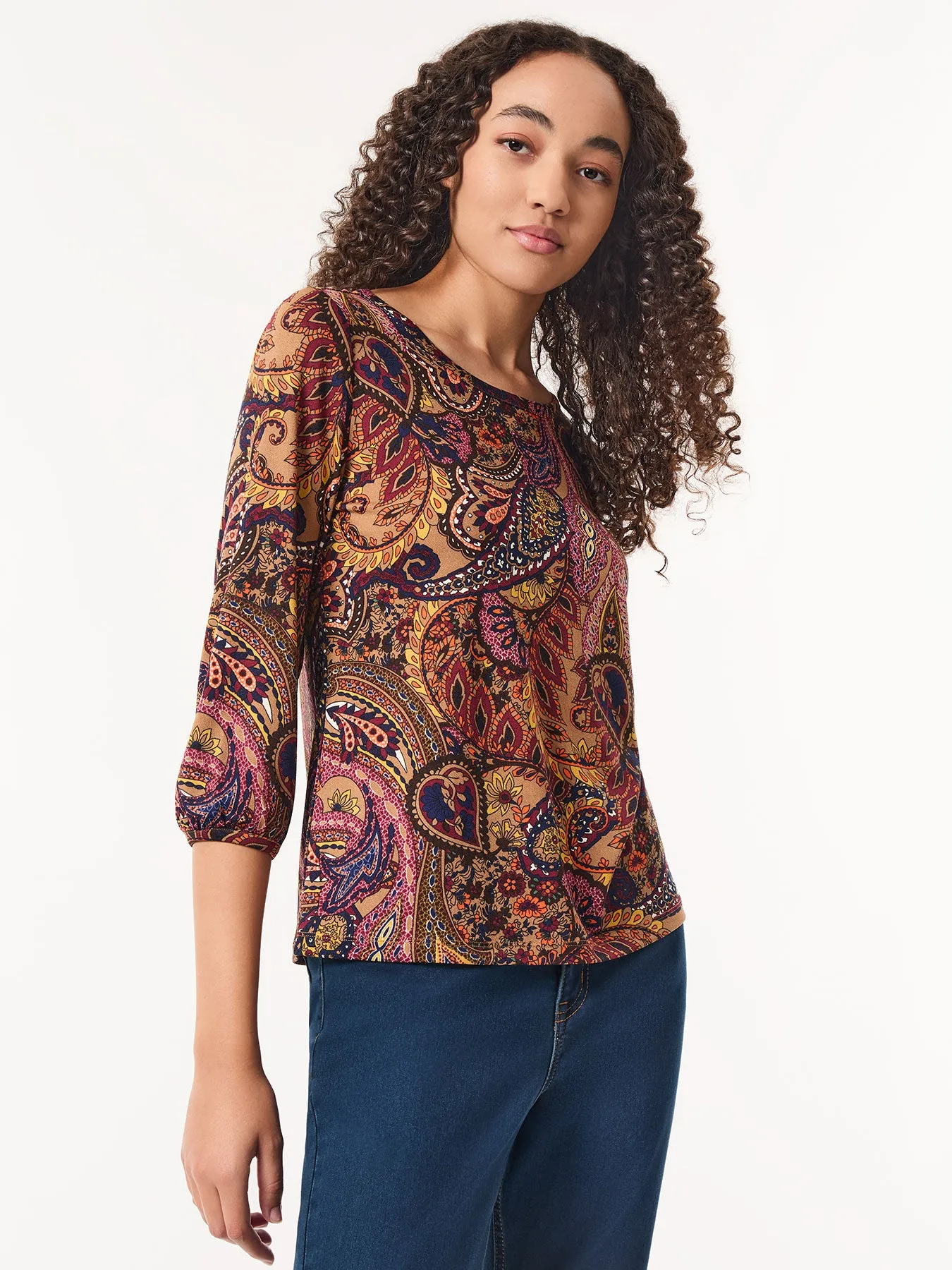 Printed Puff Sleeve Top, Moss Crepe sold by Jones New York product image thumbnail 2
