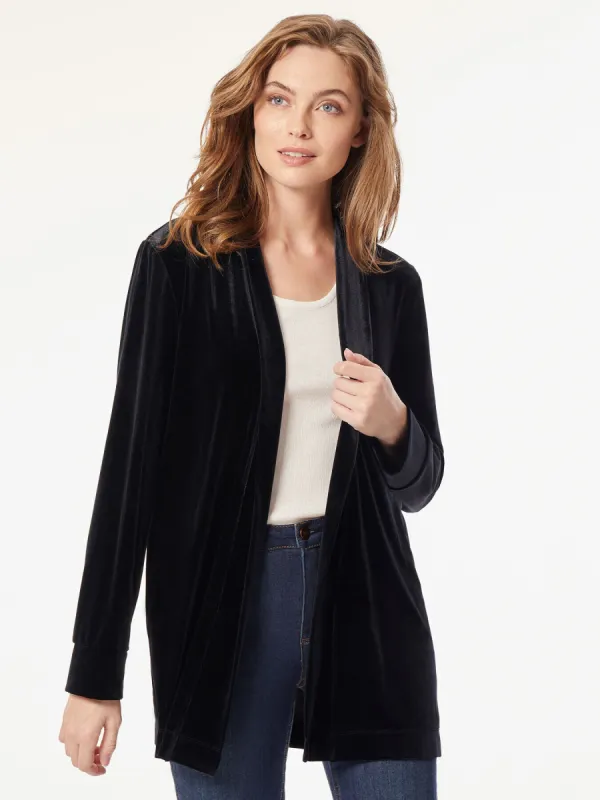 Stretch Velvet Open-Front Cardigan made by Jones New York