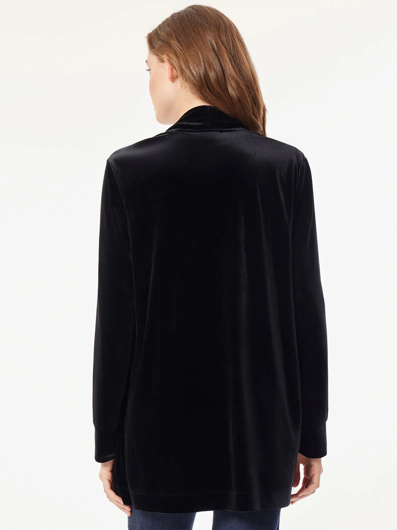 Stretch Velvet Open-Front Cardigan sold by Jones New York product image thumbnail 3