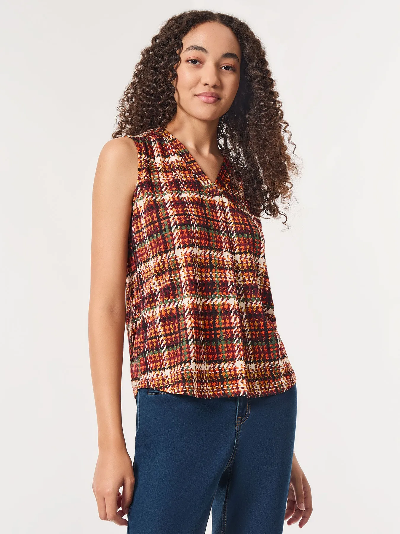 Printed Sleeveless V-Neck Top, Moss Crepe sold by Jones New York product image thumbnail 2