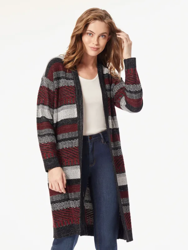 Multi-Striped Open Front Cardigan sold by Jones New York