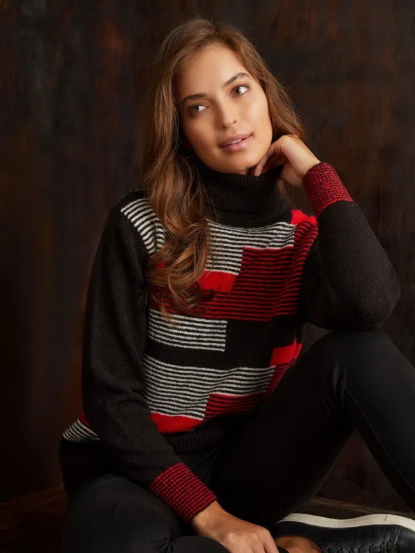 Striped Colorblock Turtleneck Sweater sold by Jones New York